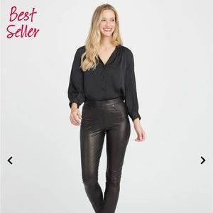 SPANX Black Faux-Leather Skinny Pants